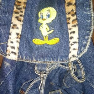 Vintage1997 Denim Tweety Bird Backpack